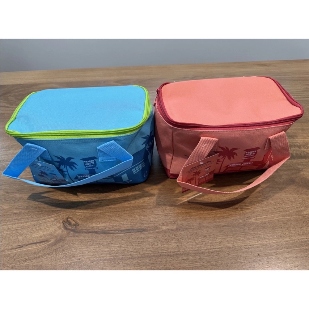 Insulated Lunch Bag Set - Blue and Pink
